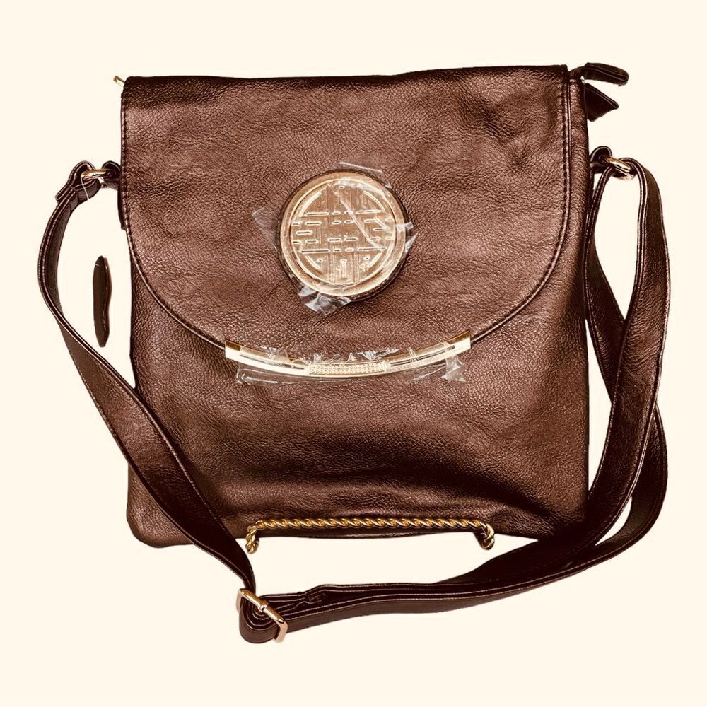 ‎BROWN GOLD CROSSBODY BAG
